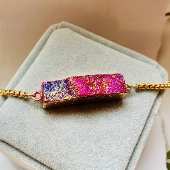 Druzy Bar Slider Bracelet - Picture 1 of 3